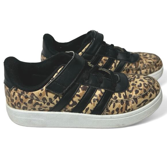 Adidas Breaknet 2.0 Leopard Velcro Faux Leather Girls sz 2.5 - Picture 2 of 6